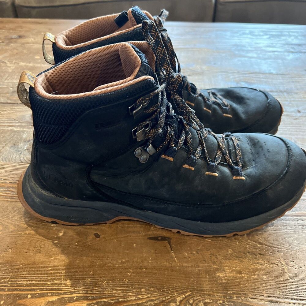LL Bean Men's Trailfinder Hiking Boots Black Size 10.5 Waterproof Vibram Sole